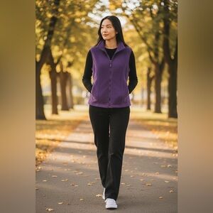 Eddie Bauer Purple Fleece Vest Women’s Large | Full Zip | Soft Warm Outdoor